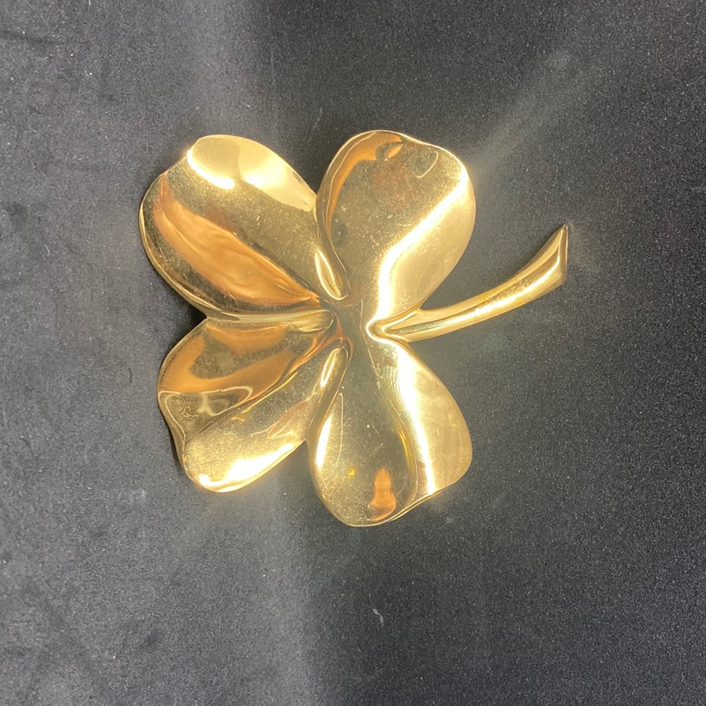 Vintage 24 Karat Gold Plated 4 Leaf Clover Irish Shamrock Paperweight